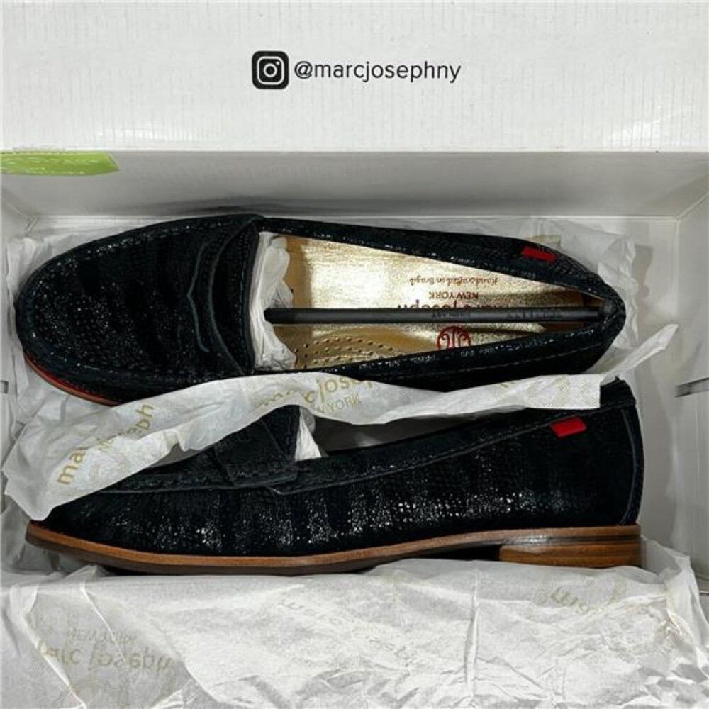 NEW Marc Joseph New York East Village Loafer Navy Glaze Women's 5.5 - Picture 2 of 7